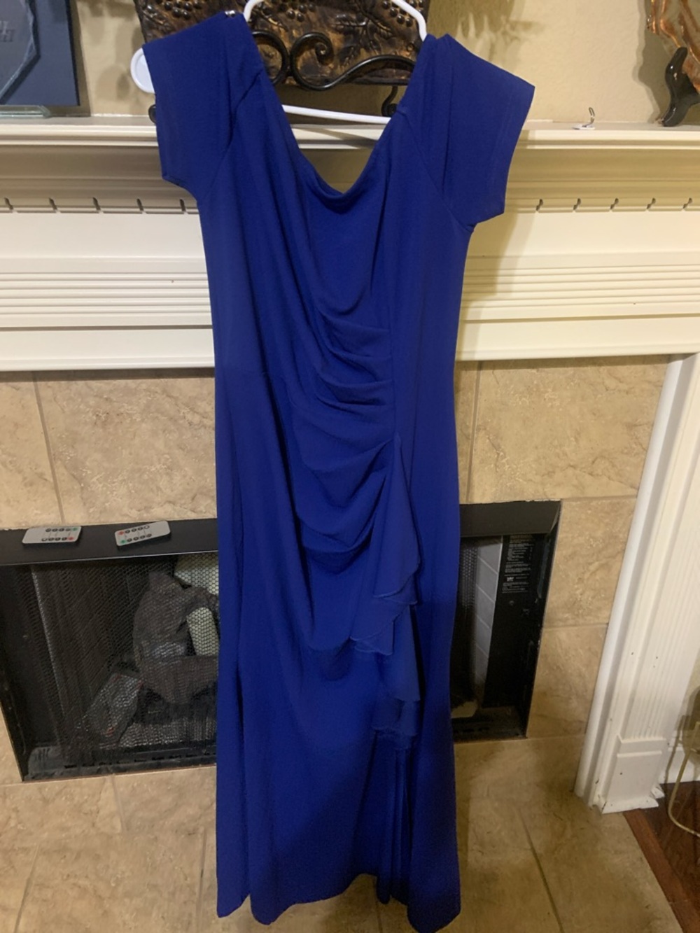 Elegant Royal Blue Drape-Front Women’s Dress